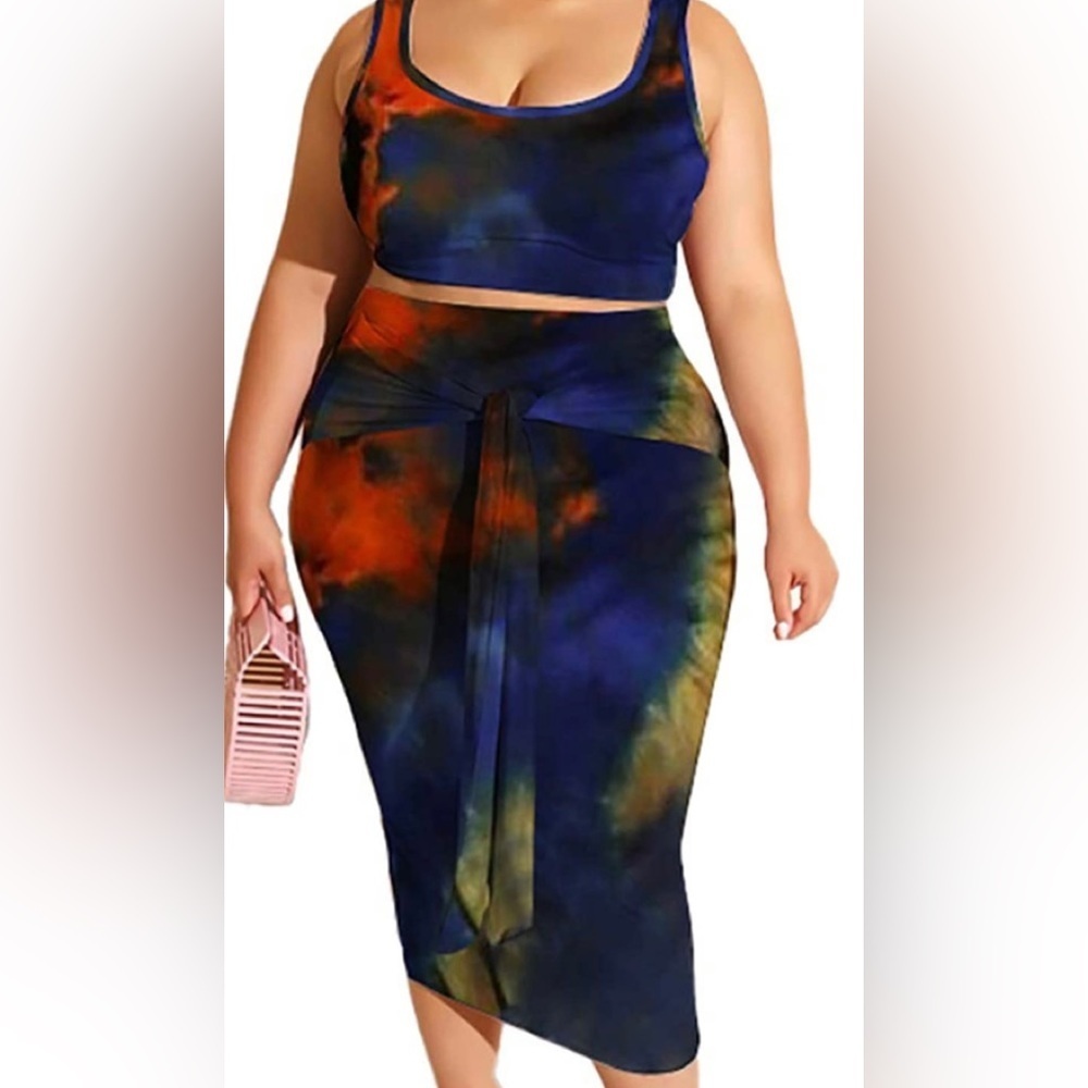 Stretchy 2 Piece Dresses Bodycon
Tanks Crop Top Bandage Midi Ski…